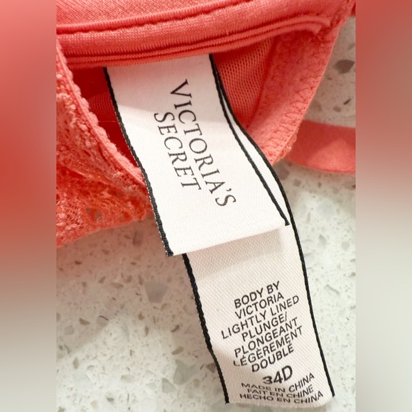 Victoria’s Secret Longline Bralette Bra Orange Texture And Lace 34D V-Neck - Picture 6 of 7